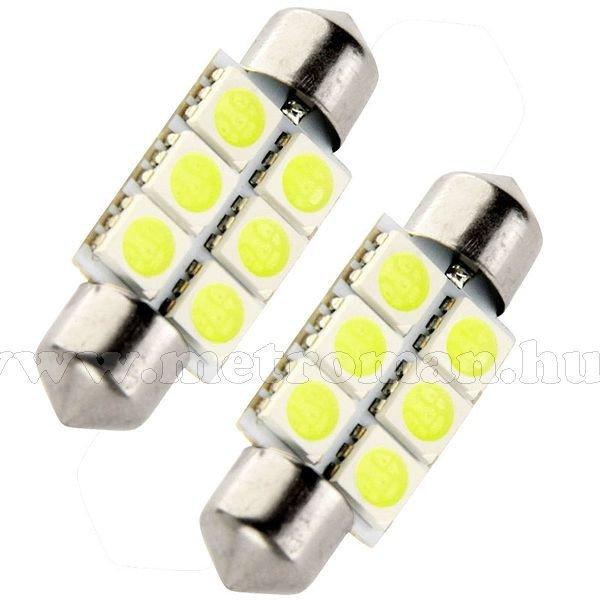 Autós szofita LED izzó, 6 db szuperfényes SMD LED-del, 39MM6SMD5050LED