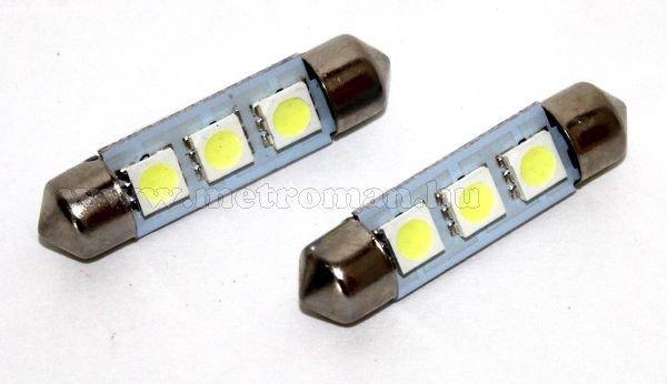 Autós szofita LED izzó, 3 db szuperfényes SMD LED-del, 39MM3SMD5050