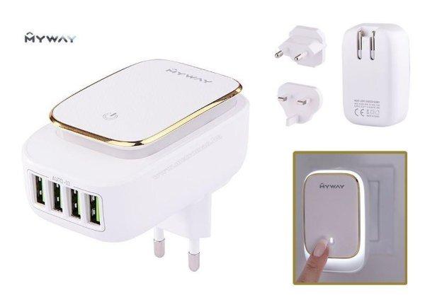 USB töltő utazó nemzetközi hálózati adapter MYWAY CM63048