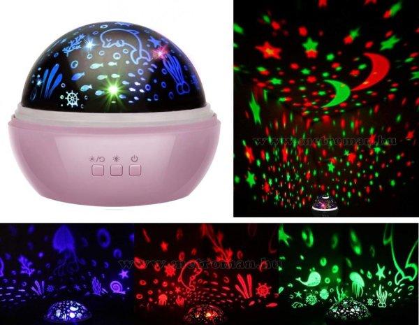 Hangulatos éjszakai fény Csillagos égbolt / Tenger víz alatti világ RGB LED
projektor M1652-Pink