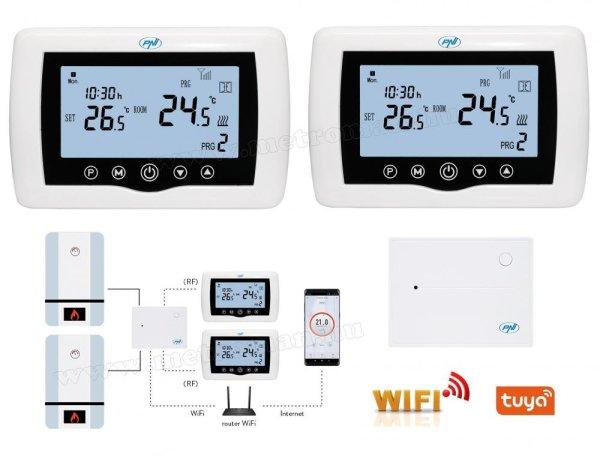 Intelligens dupla vezeték nélküli Wifi okos termosztát MCT400-WIFI-RF2 Dual
TuyaSmart