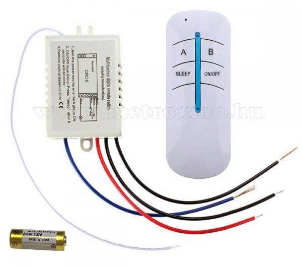 Vezeték nélküli 1 csatornás rádiófrekvenciás távirányító,
világításkapcsoló MG132A-230V