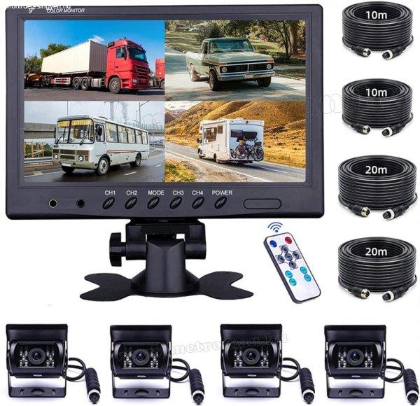 4 kamerás tolatókamera szett 9"-os LCD monitorral M1810-QUAD