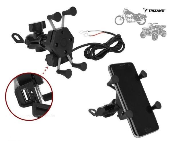 Motoros telefontartó USB töltővel MB106-USB