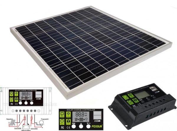 12V 60 Watt napelemes töltő szett töltésvezérlővel Poly Solar
MP-60W-30/10A-PWM