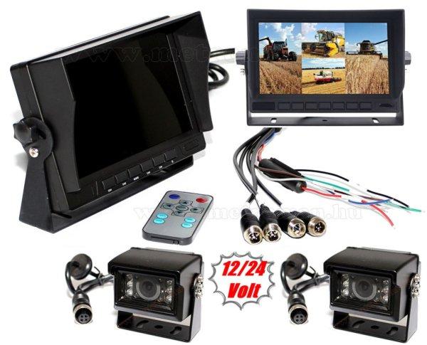 Kamion, teherautó, targonca, munkagép ipari 2 kamerás tolatókamera szett
7" LCD QUAD LCD monitorral MM3659-QUAD-MT554X2