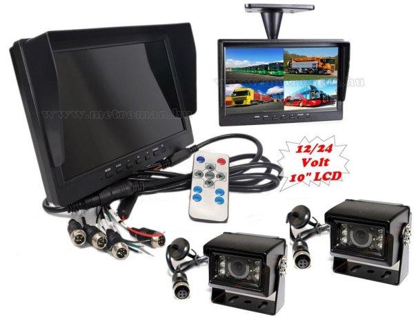 Kamion, teherautó, targonca, munkagép ipari tolatókamera szett 10"-os
QUAD LCD monitorral MM3695-QUAD-MT554X2