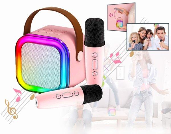 Hordozható vezeték nélküli Bluetooth karaoke hangszóró 2 mikrofonnal
M40451PINK