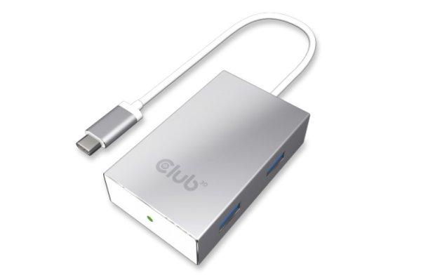 Club3D SenseVision USB3.0 Type C - 4xUSB3.0 A Hub Silver