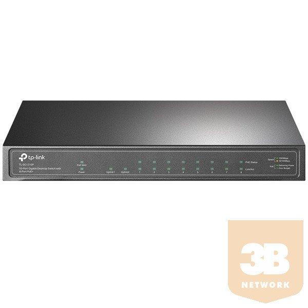 TP-LINK Switch 9x1000Mbps (8xPOE+) + 1 Gigabit SFP, Fémházas Asztali,
TL-SG1210P