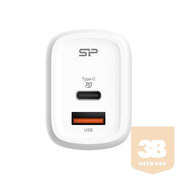 Silicon Power Telefon töltő - QM25, 1db Type-C + 1db USB-A QC3.0 (30W töltő,
EU verzió)