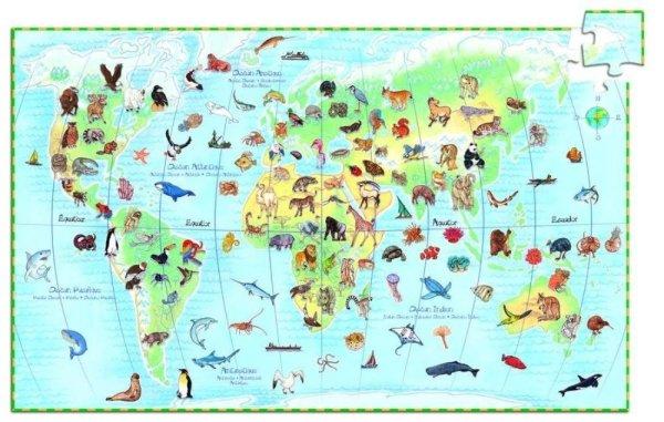 A föld gyönyörű állatai, 100 db-os megfigyelő puzzle - World's
animals + booklet - 100 pcs - Djeco