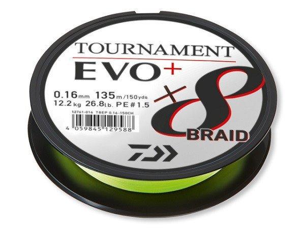 Daiwa Tournament X8 Braid Evo+ Ch Chartreuse 135m 0,12mm 8,6Kg Fonott Zsinór
(12761-012)