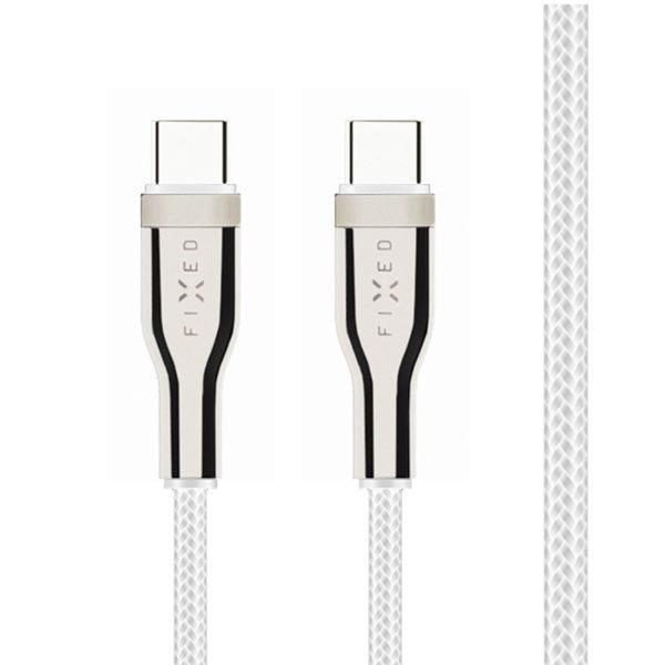 FIXED fonott, töltő és adatkábel USB-C/USB-C csatlakozókkal és
PD-támogatással, 1,2 m, USB 2.0, 100 W, fehér