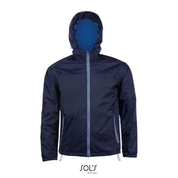 Uniszex kapucnis bélelt széldzseki, SOL'S SO01171, Navy/Royal Blue-M