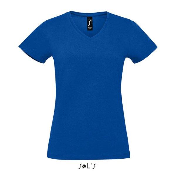 Női MPERIAL V-nyakú rövid ujjú póló, SOL'S SO02941, Royal Blue-XL