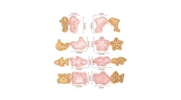 8 részes tengeri állatok sütemény kiszúró és mintázó készlet
