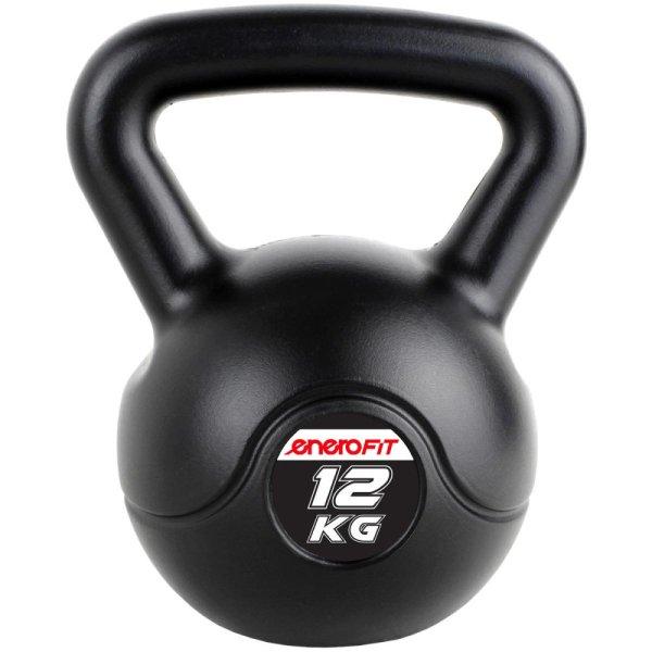 Füles súlyzó, Kettlebell, cementes Fekete ENEROFIT 12 kg