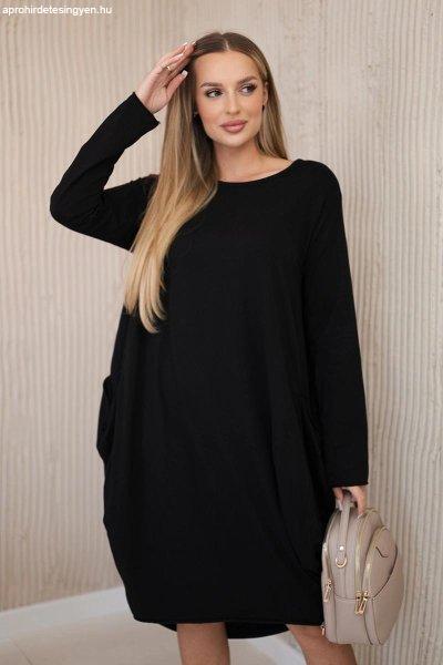 Oversize ruha zsebekkel, modell F18660 fekete