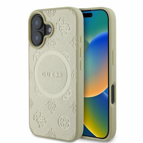 Guess GUHMP16SPSAPSMED MagSafe Safiano Peony Classic Logo keménytok iPhone 16 -
arany színű