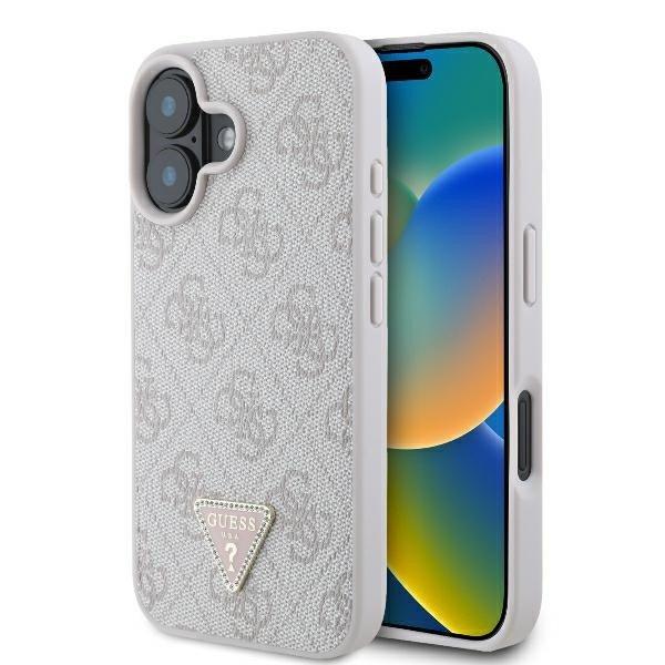 Guess GUHCP16SP4TDPP Leather 4G Triangle Strass keménytok iPhone 16 -
rózsaszín