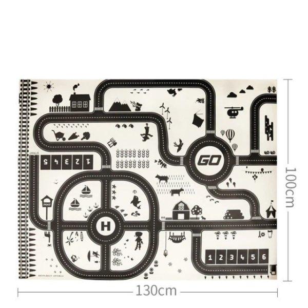 Autós játszószőnyeg gyerekeknek - 100x130 cm méretű interaktív
játéktér gyermekek számára