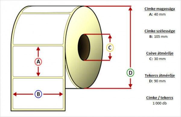 Tekercses THERMO címke 40x105mm 1000 db/tekercs