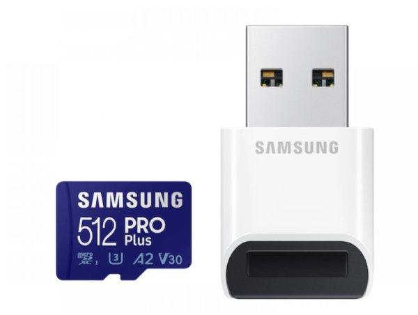 SAMSUNG SD káryta, 512GB, PRO PLUS, olvasó, Blue Wave