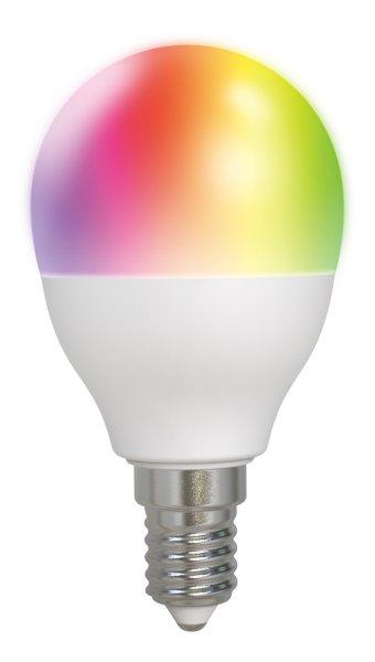 Deltaco SMART HOME SH-LE14G45RGB WiFi, G45, E14, 5W, RGB, fehér,
szabályozható Izzó