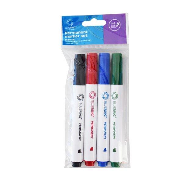 Alkoholos marker készlet, 1-4mm, vágott hegyű, hegyű 4-es készlet,
Bluering®