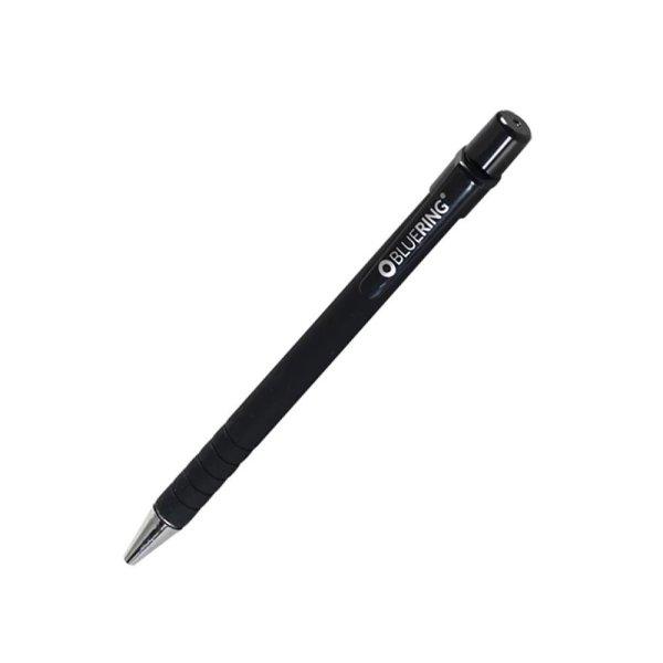 Golyóstoll nyomógombos, gumírozott fekete test, Bluering® X6, írásszín
fekete