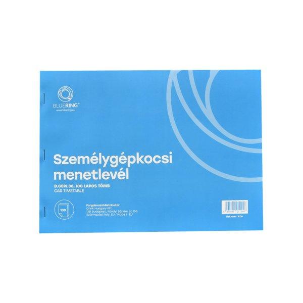 Személygépkocsi menetlevél 100lap,os A4, fekvő személygépkocsi D.GEPJ.36
Bluering®