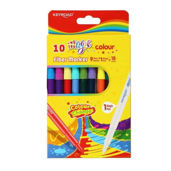 Rostirón, filctoll készlet 10 db/doboz Keyroad Magic fiber marker 18 klf.
szín