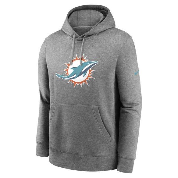 Nike Men's NFL Miami Dolphins Nike Club Fleece Pullover Hoodie grey