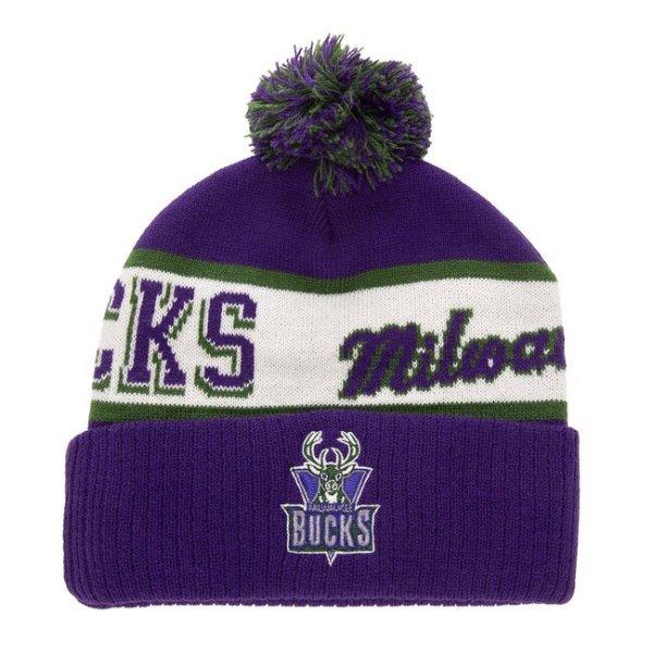 Mitchell & Ness NBA Block Sweep Pom Knit HWC Milwaukee Bucks purple