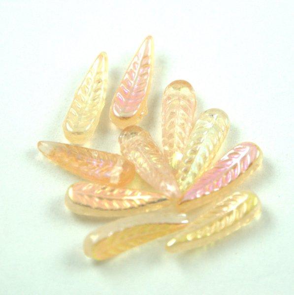 Cseh préselt egyedi formák - Feather - Crystal Champagne AB - 5x17mm