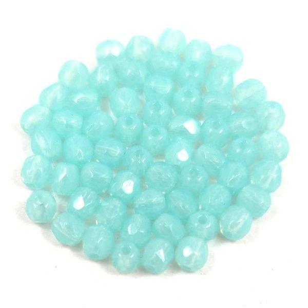 Cseh csiszolt golyó gyöngy - Opal Turquoise Green - 3mm