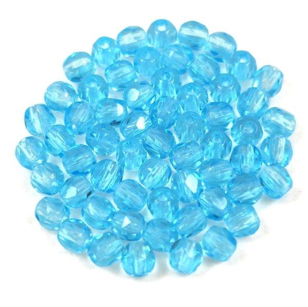 Cseh csiszolt golyó gyöngy - Aquamarine - 3mm