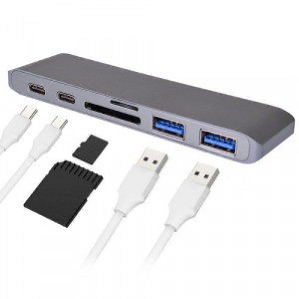 USB elosztó HUB MacBook-hoz, Type-C, USB 3.0, SD, Micro SD, TF