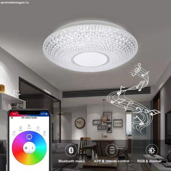 Bluetooth hangszórós RGBW mennyezeti LED lámpa távirányítóval,  2x24W +
2x36W, 50cm