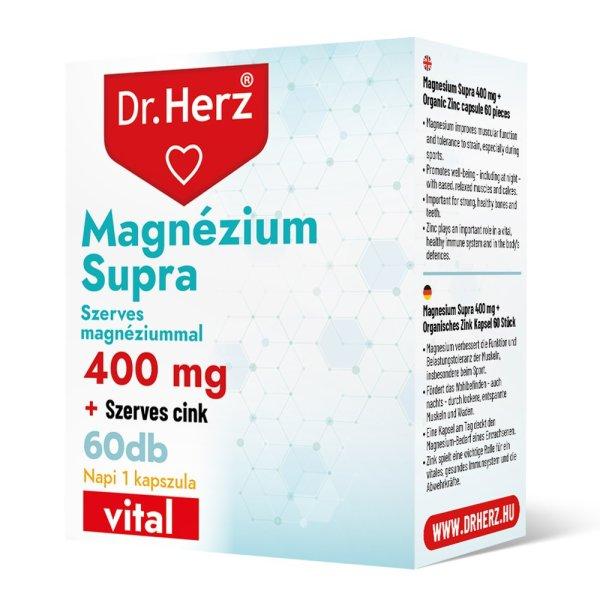 Dr. Herz Magnézium Supra 400mg (Szerves Magnéziummal) + Szerves Cink kapszula
(60 db)