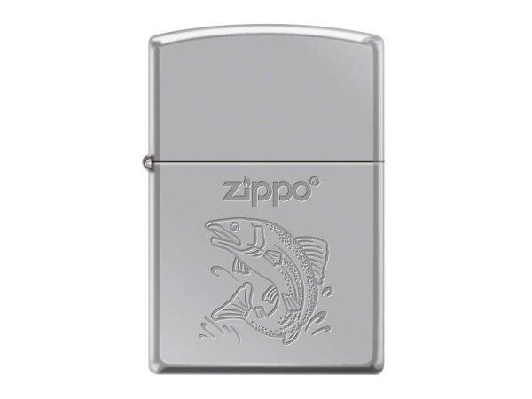 Zippo benzines öngyújtó Fish motívummal, króm