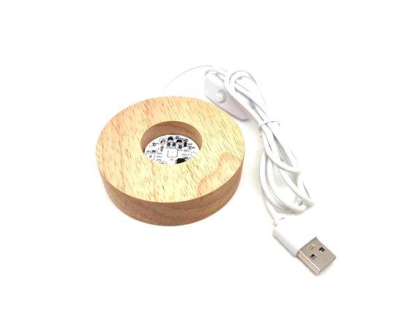 Lámpa fa talpas színváltós USB 10cm