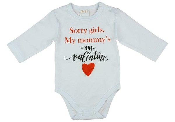 "Sorry girls. My Mommy's my valentine" feliratos valentin napi
baba body fehér