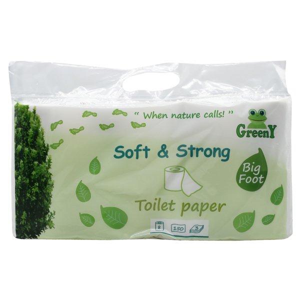 Toalettpapír 3 rétegű kistekercses 100% cellulóz 8 tekercs/csomag Soft &
Strong_Greeny