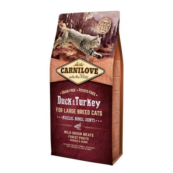 Carnilove Cat Duck & Turkey Large Breed – Muscles, Bones, Joints Kacsa és
Pulyka Hússal 6kg