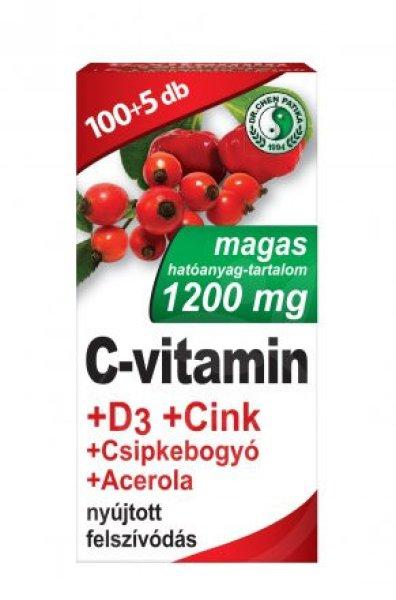 Dr.chen c-vitamin 1200mg+d3+cink+acerola+csipkebogyó tablett 105 db