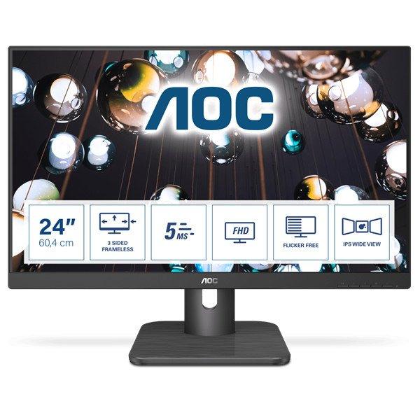 AOC IPS monitor 23.8" 24E1Q, 1920x1080, 16:9, 250cd/m2, 5ms,
VGA/HDMI/Displayport, hangszóró