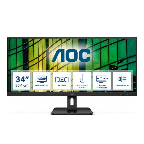 AOC VA monitor 34" U34E2M, 3440x1440, 21:9, 300cd/m2, 4ms,
2xHDMI/DisplayPort