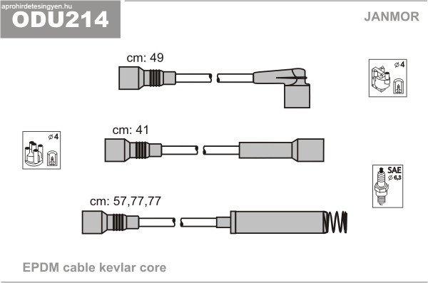 Opel gyujtókábel grt. odu214 1612537 53-0044 gyujtókábelek *